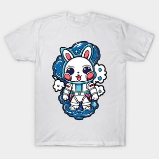 Space bunny with blue smoke T-Shirt